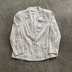 L’Agence Linen Blazer Striped Beige Cream Size 16